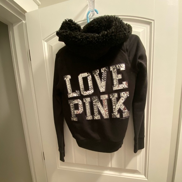 PINK Victoria's Secret Jackets & Blazers - Fur lined Victoria’sSecret lovepink sparkle hoodie
